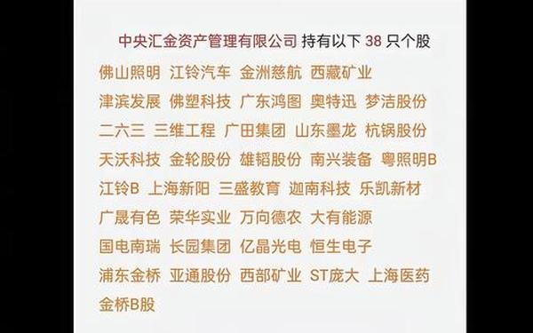 601216股票—中央汇金十大重仓股