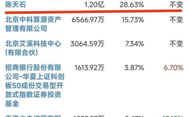 002402股票—寒武纪前十大股东